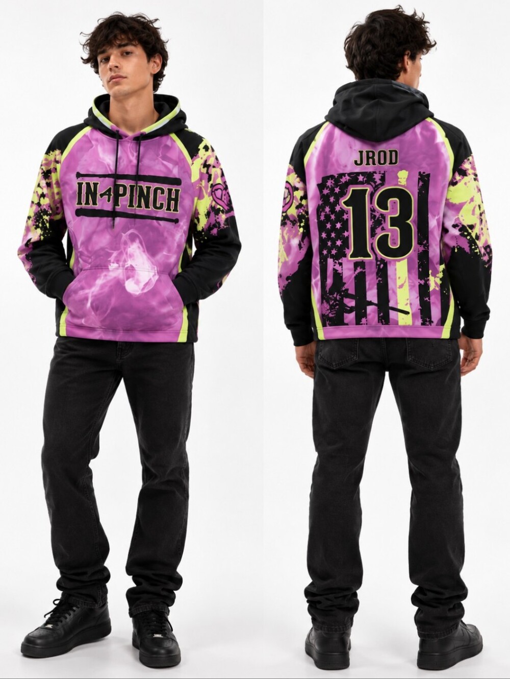 Berserk Purple/Black Pullover Hoodie J Rod Oversized Baseball Graphics Sz XXL